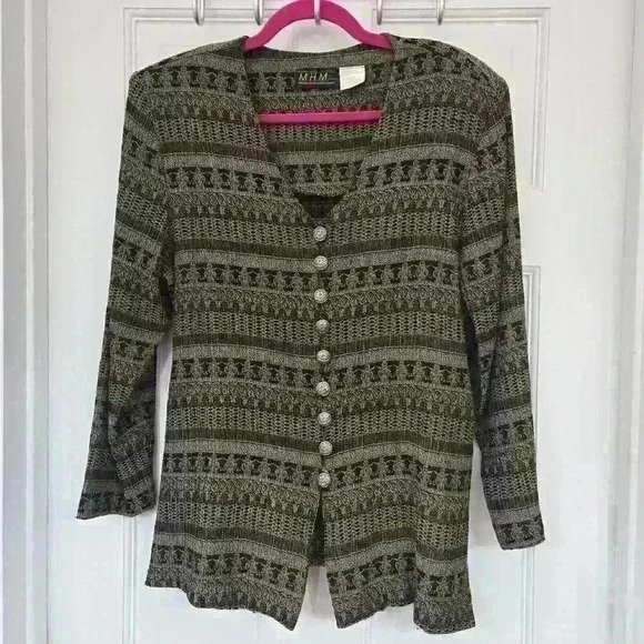 Vintage Melissa Harper Rare Pattern Design Button Down longsleeve Blouse,Size 10 - Picture 1 of 3